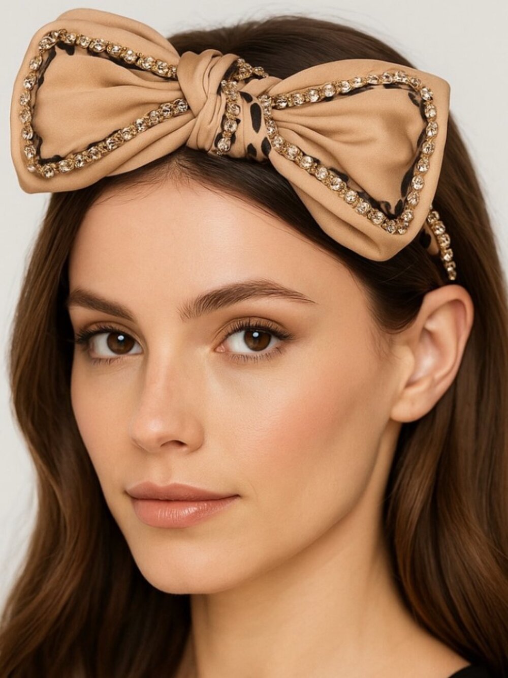 New Elegant Fashion Bow Headband with Animal Print Lining